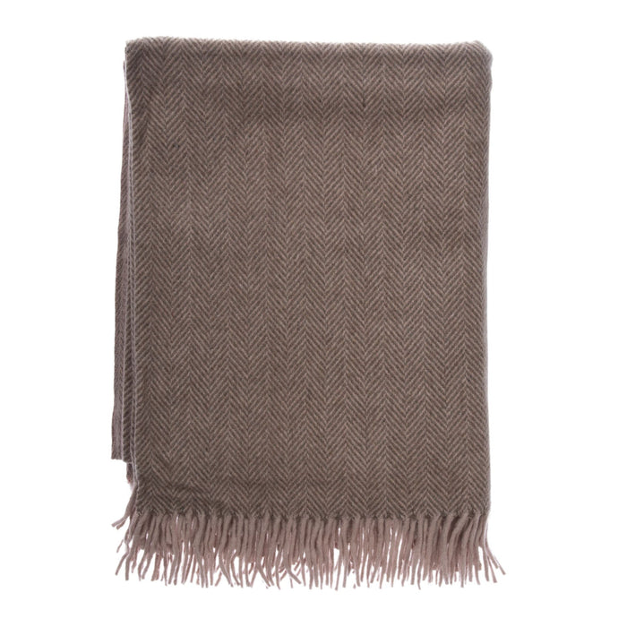 Highland Wool Blend Extra Warm Herringbone Blanket / Throw Chestnut Brown - Heritage Of Scotland - CHESTNUT BROWN