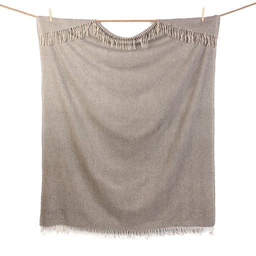 Highland Wool Blend Extra Warm Herringbone Blanket / Throw Grey Medium - Heritage Of Scotland - GREY MEDIUM