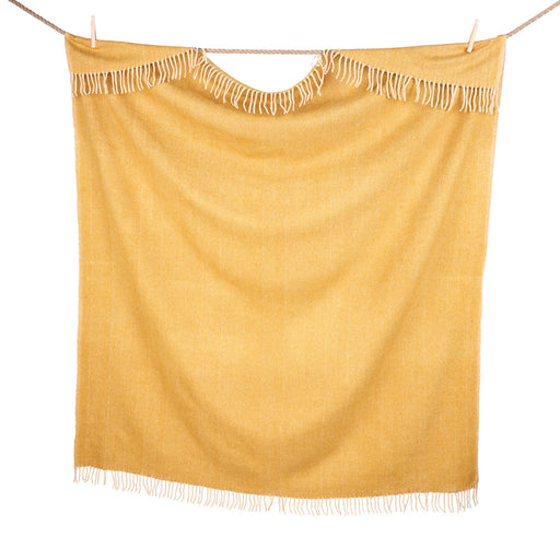 Highland Wool Blend Extra Warm Herringbone Blanket / Throw Mustard - Heritage Of Scotland - MUSTARD