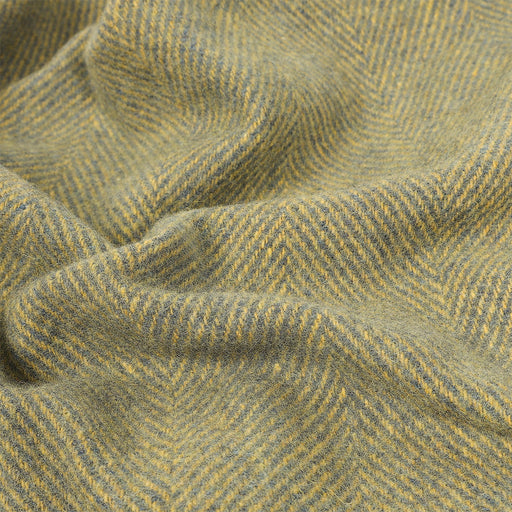 Highland Wool Blend Herringbone Blanket Navy Blue/Ochre Yellow - Heritage Of Scotland - NAVY BLUE/OCHRE YELLOW