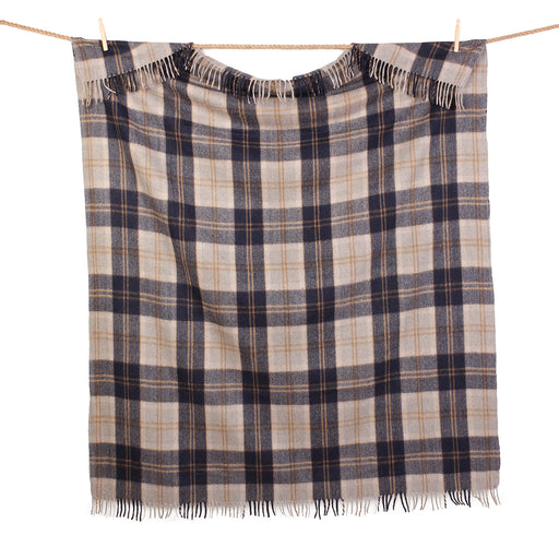 Highland Wool Blend Tartan Blanket Throw Bannockbane Silver - Heritage Of Scotland - BANNOCKBANE SILVER