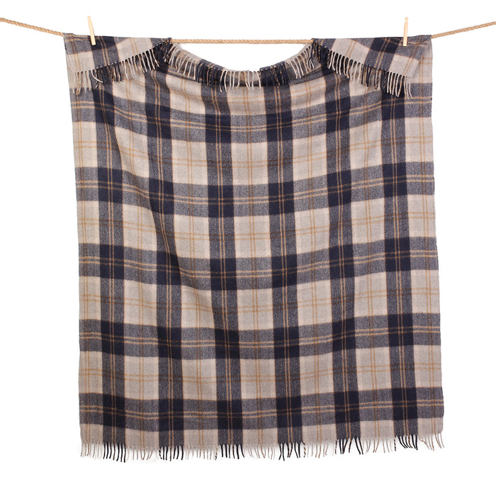 Highland Wool Blend Tartan Blanket Throw Bannockbane Silver - Heritage Of Scotland - BANNOCKBANE SILVER