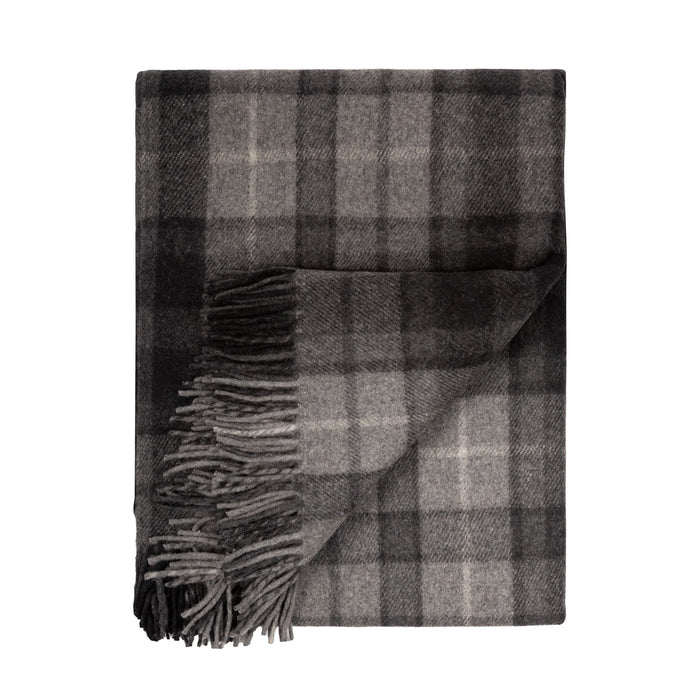 Highland Wool Blend Tartan Blanket / Throw Extra Warm Buchanan Grey - Heritage Of Scotland - BUCHANAN GREY