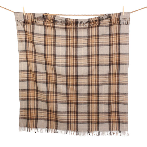 Highland Wool Blend Tartan Blanket Throw Mackellar Natural - Heritage Of Scotland - MACKELLAR NATURAL