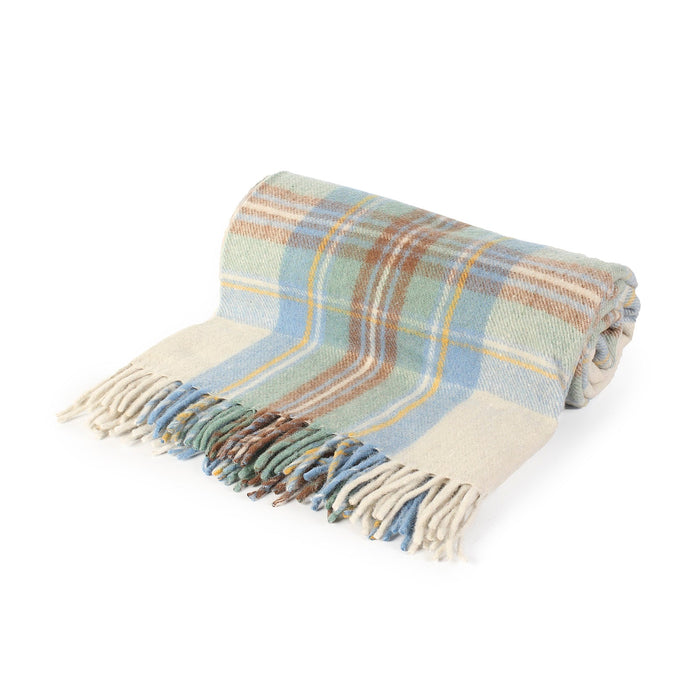 Highland Wool Blend Tartan Blanket Throw Stewart Muted Blue - Heritage Of Scotland - STEWART MUTED BLUE