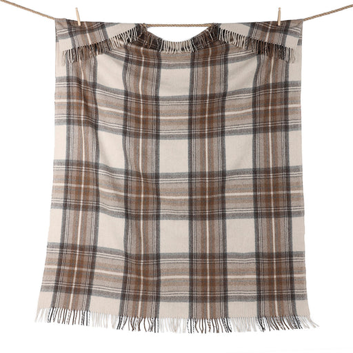 Highland Wool Blend Tartan Blanket Throw Stewart Natural Dress - Heritage Of Scotland - STEWART NATURAL DRESS