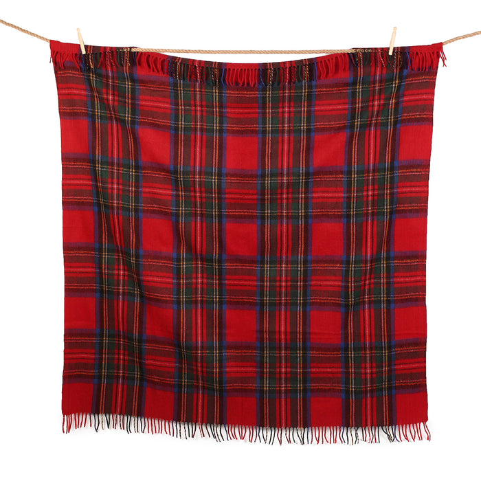 Highland Wool Blend Tartan Blanket Throw Stewart Royal - Heritage Of Scotland - STEWART ROYAL