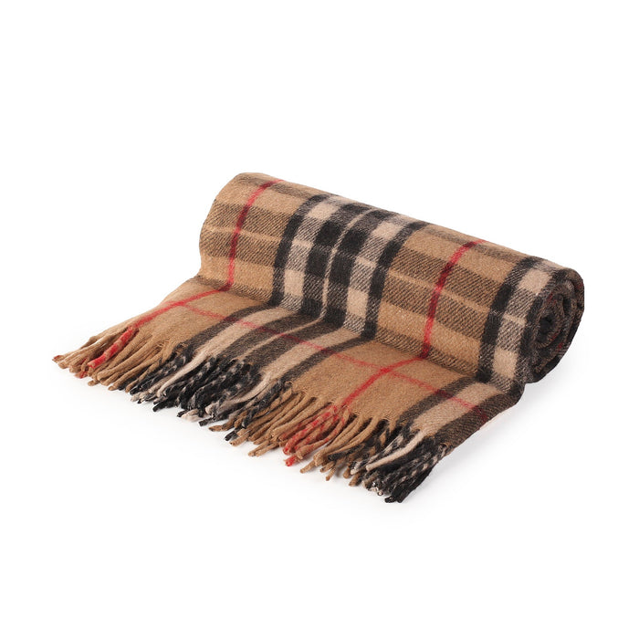 Highland Wool Blend Tartan Blanket Throw Thomson Camel - Heritage Of Scotland - THOMSON CAMEL