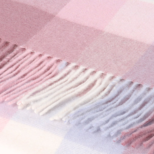 Hos 100% Lambswool Wide Scarf Galaxy Check Lt Pink - Heritage Of Scotland - GALAXY CHECK LT PINK