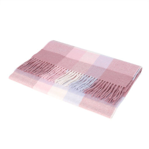 Hos 100% Lambswool Wide Scarf Galaxy Check Lt Pink - Heritage Of Scotland - GALAXY CHECK LT PINK