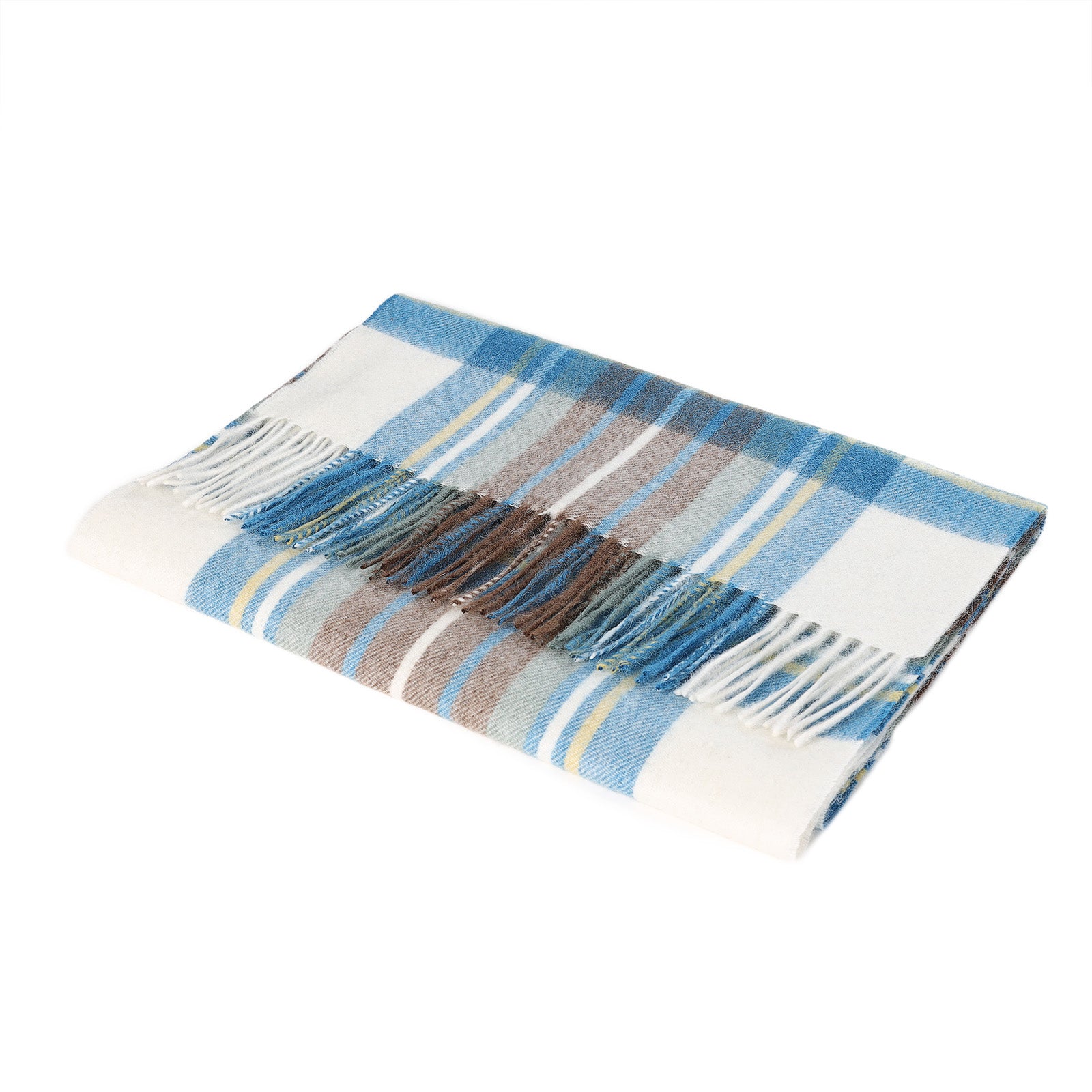 Hos 100% Lambswool Wide Scarf Stewart Muted Blue - Heritage Of Scotland - STEWART MUTED BLUE