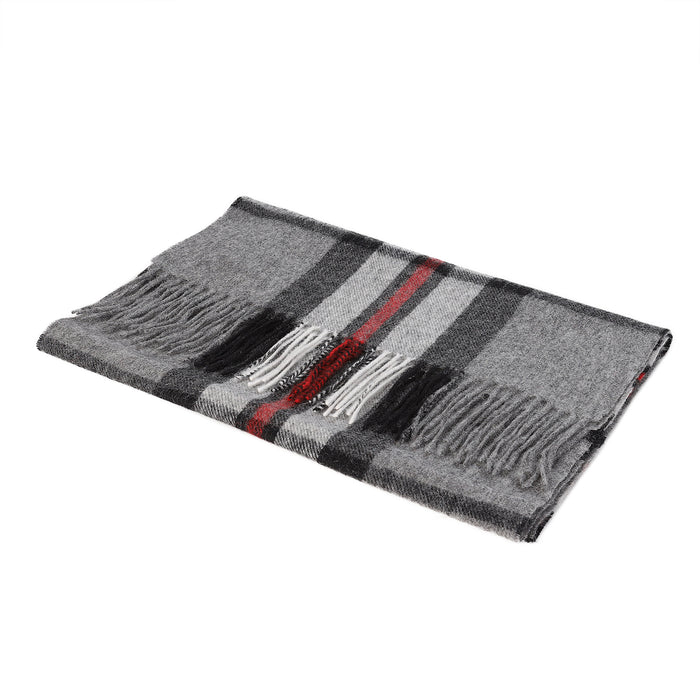 Hos 100% Lambswool Wide Scarf Thomson Grey - Heritage Of Scotland - THOMSON GREY