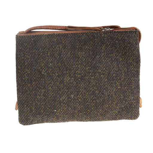 Ht Ladies Cross Body Bag Dark Brown Barleycorn / Tan - Heritage Of Scotland - DARK BROWN BARLEYCORN / TAN
