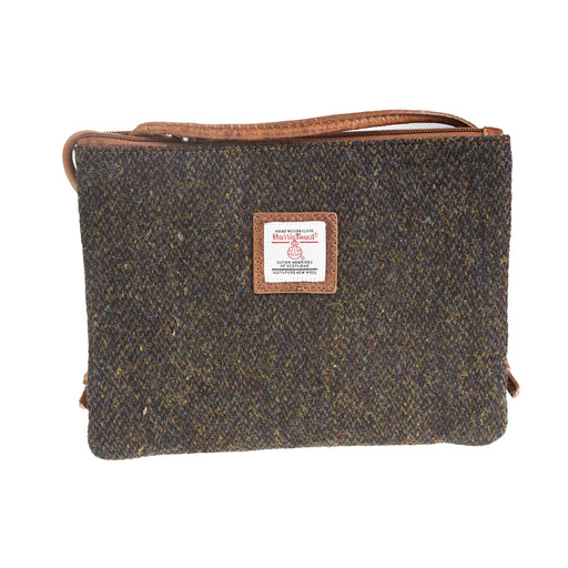 Ht Ladies Cross Body Bag Dark Brown Barleycorn / Tan - Heritage Of Scotland - DARK BROWN BARLEYCORN / TAN