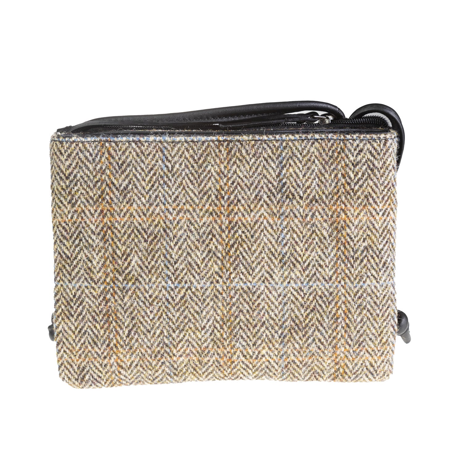 Ht Ladies Cross Body Bag Tan & Brown Herringbone / Black - Heritage Of Scotland - TAN & BROWN HERRINGBONE / BLACK
