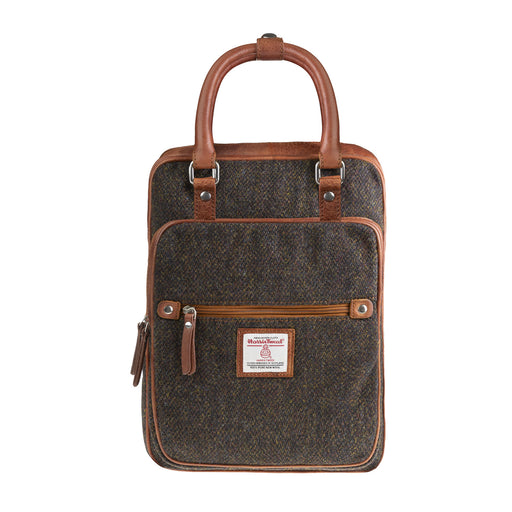Ht Leather Large Backpack Dark Brown Barleycorn / Tan - Heritage Of Scotland - DARK BROWN BARLEYCORN / TAN