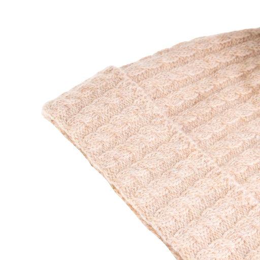 Ladies Cable Lambswool Mix Beanie Pom Sand - Heritage Of Scotland - SAND