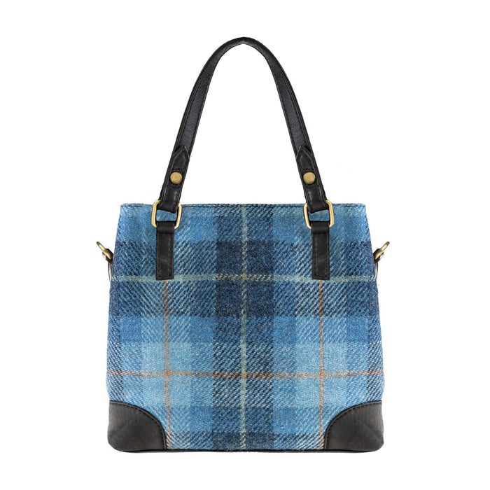 Ladies Ht Leather Hand Bag Blue Check / Black - Heritage Of Scotland - BLUE CHECK / BLACK