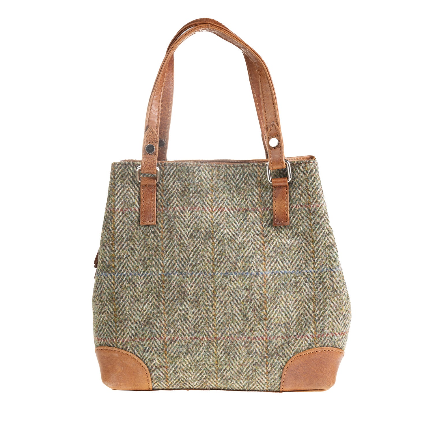 Ladies Ht Leather Hand Bag Lt Brown Check / Tan - Heritage Of Scotland - LT BROWN CHECK / TAN