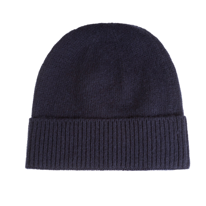 Ladies Plain Lambswool Mix Beanie Navy - Heritage Of Scotland - NAVY