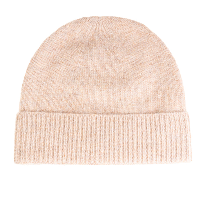 Ladies Plain Lambswool Mix Beanie Sand - Heritage Of Scotland - SAND