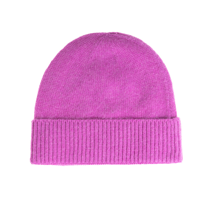 Ladies Plain Lambswool Mix Beanie Violet - Heritage Of Scotland - VIOLET