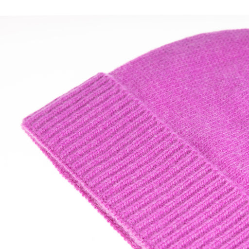 Ladies Plain Lambswool Mix Beanie Violet - Heritage Of Scotland - VIOLET