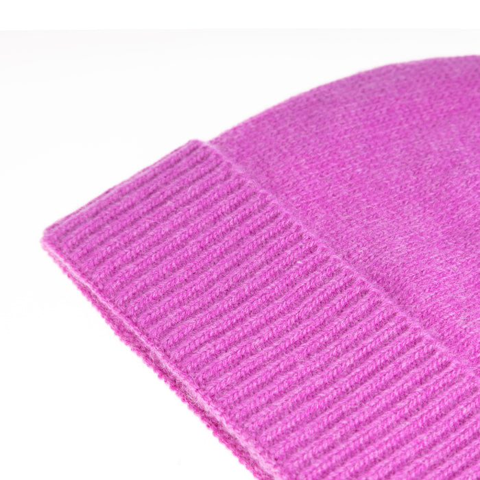Ladies Plain Lambswool Mix Beanie Violet - Heritage Of Scotland - VIOLET