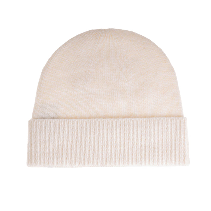 Ladies Plain Lambswool Mix Beanie White - Heritage Of Scotland - WHITE