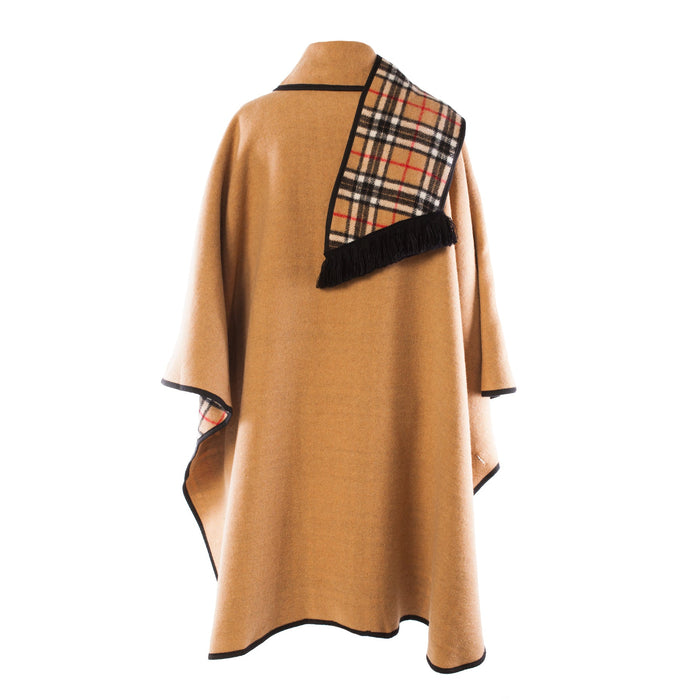 Ladies Wool Blend Reversible Cape Camel - Heritage Of Scotland - CAMEL