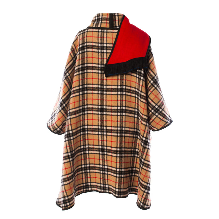 Ladies Wool Blend Reversible Cape Red - Heritage Of Scotland - RED