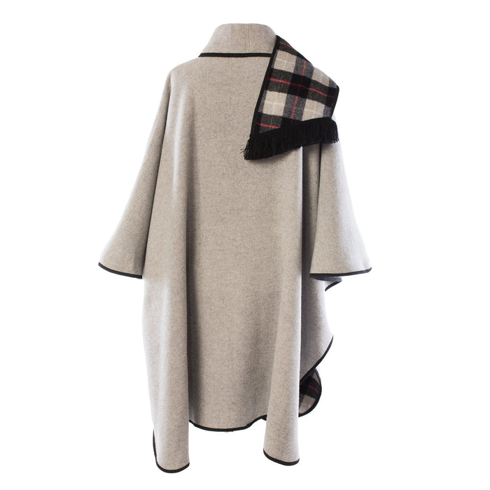 Ladies Wool Blend Reversible Cape Silver - Heritage Of Scotland - SILVER