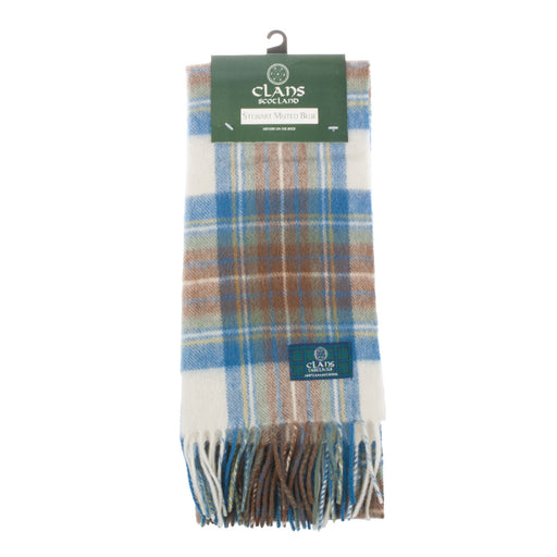 Lambswool Scottish Tartan Clan Scarf Stewart Muted Blue - Heritage Of Scotland - STEWART MUTED BLUE