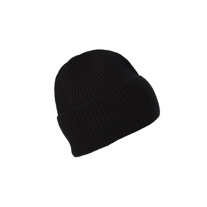 Luxury Rib Deep Turn Up Gents Beanie Black - Heritage Of Scotland - BLACK