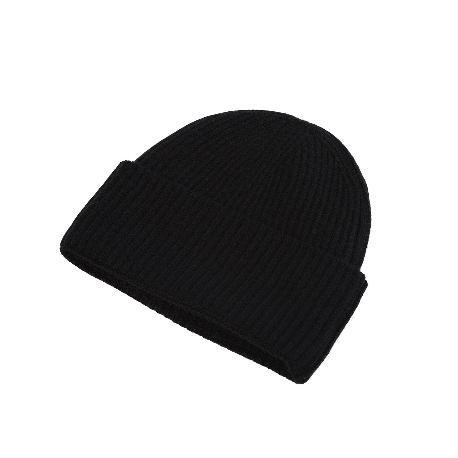 Luxury Rib Deep Turn Up Gents Beanie Black - Heritage Of Scotland - BLACK