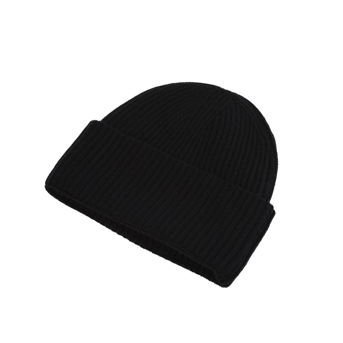 Luxury Rib Deep Turn Up Gents Beanie Black - Heritage Of Scotland - BLACK