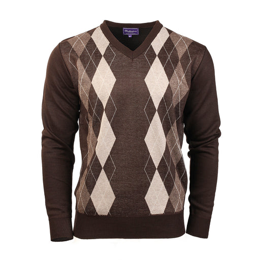 Men's Argyle Ballantrae Jumper Dark Brown - Heritage Of Scotland - DARK BROWN