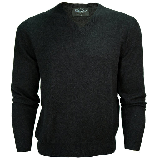 Men's Dunedin Cashmere 100% Cashmere V Charcoal - Heritage Of Scotland - CHARCOAL