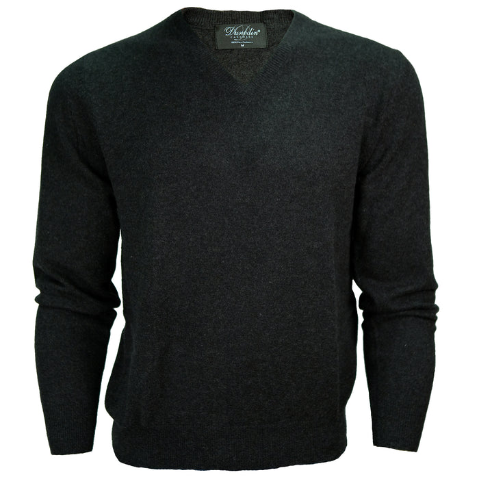 Men's Dunedin Cashmere 100% Cashmere V Charcoal - Heritage Of Scotland - CHARCOAL