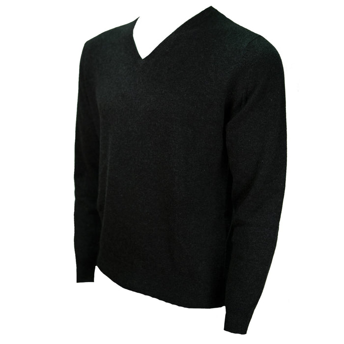 Men's Dunedin Cashmere 100% Cashmere V Charcoal - Heritage Of Scotland - CHARCOAL