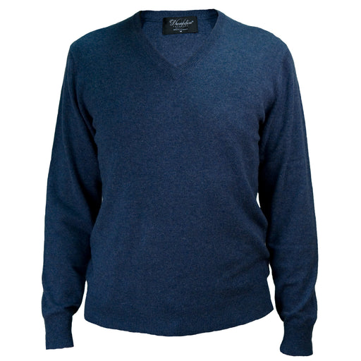 Men's Dunedin Cashmere 100% Cashmere V Denim - Heritage Of Scotland - DENIM