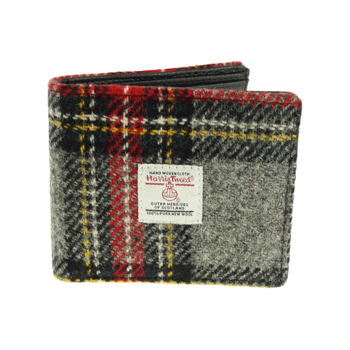 Men's Harris Tweed Mull Wallet Grey/Red Tartan - Heritage Of Scotland - GREY/RED TARTAN