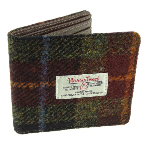 Men's Harris Tweed Mull Wallet Orange/Green Check - Heritage Of Scotland - ORANGE/GREEN CHECK