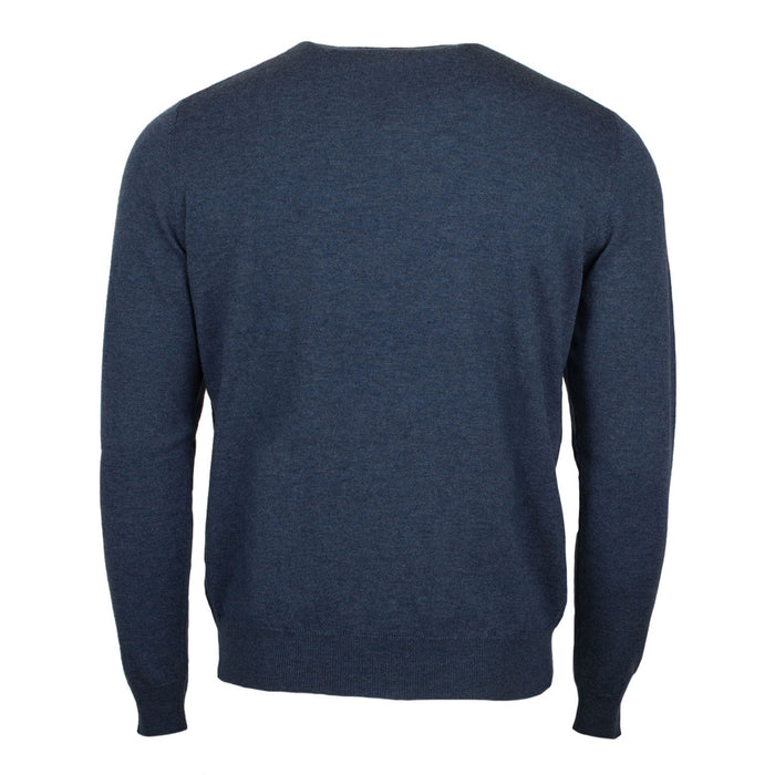 Men's Merino Wool Crew Neck Jumper Denim - Heritage Of Scotland - DENIM