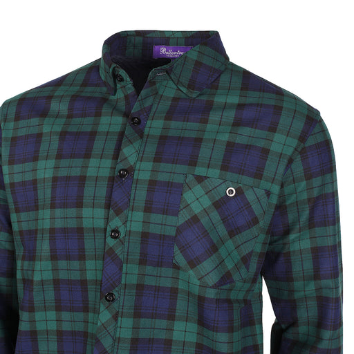Men's Plaid Velour Lined Check Shirt Black Watch - Heritage Of Scotland - BLACK WATCH