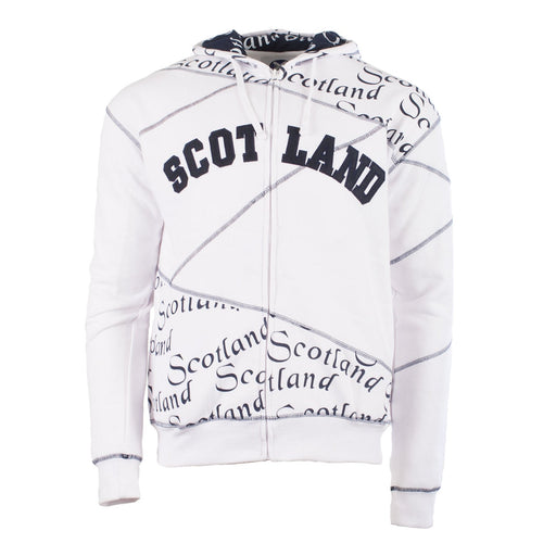 Scotland Scroll Hooded Zip Top White - Heritage Of Scotland - WHITE