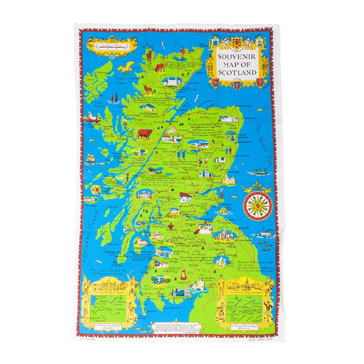 Souvenir Map Of Scotland Kitchen Tea Towel - Heritage Of Scotland - N/A