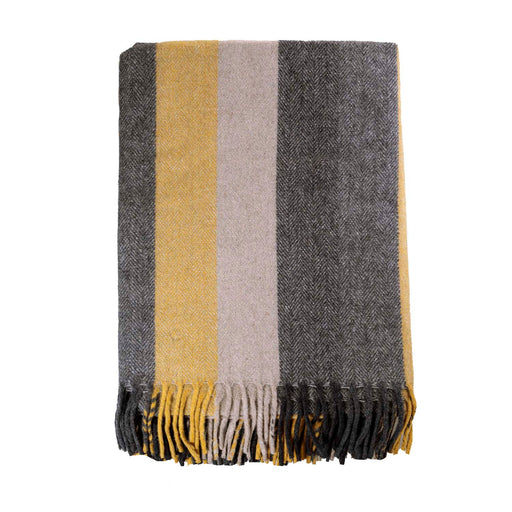 Stripe Herringbone Blanket Natural Taupe - Heritage Of Scotland - NATURAL TAUPE