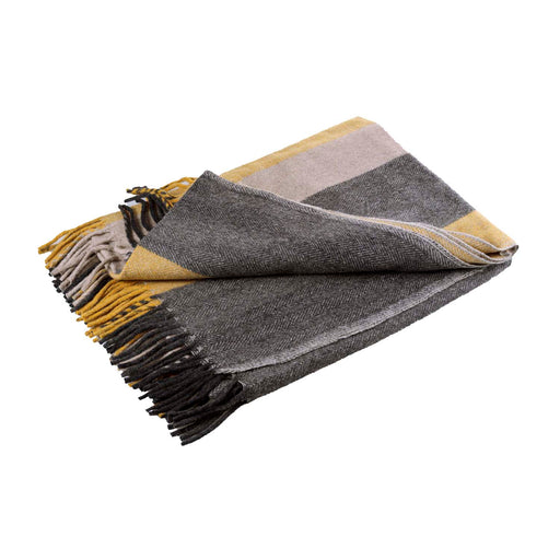 Stripe Herringbone Blanket Natural Taupe - Heritage Of Scotland - NATURAL TAUPE