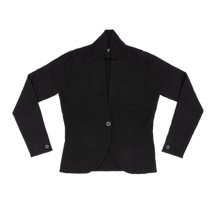 100% Cashmere Ladies Blazer Knit Black - Heritage Of Scotland - BLACK